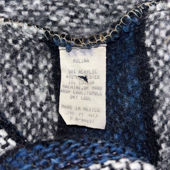 Molina vintage Baja Hoodie Sweater pullover Size Medium Unisex Blue and Gray - Picture 3 of 16
